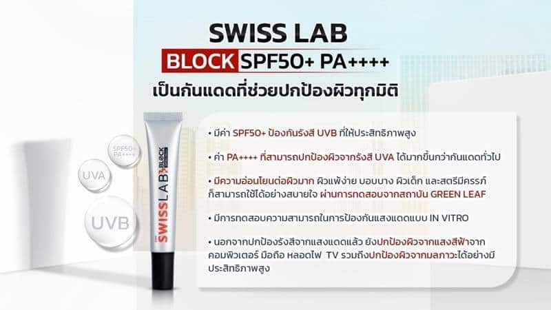 ครีมกันแดด Swiss Lab Block